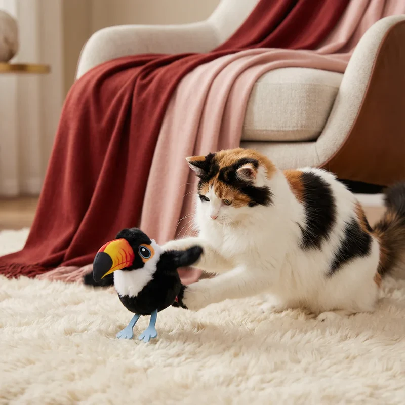 Interaktives Vogelspielzeug mit Bewegungssensor