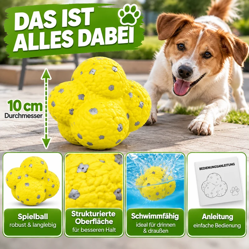 Beißfester Spielball für Hunde und Katzen