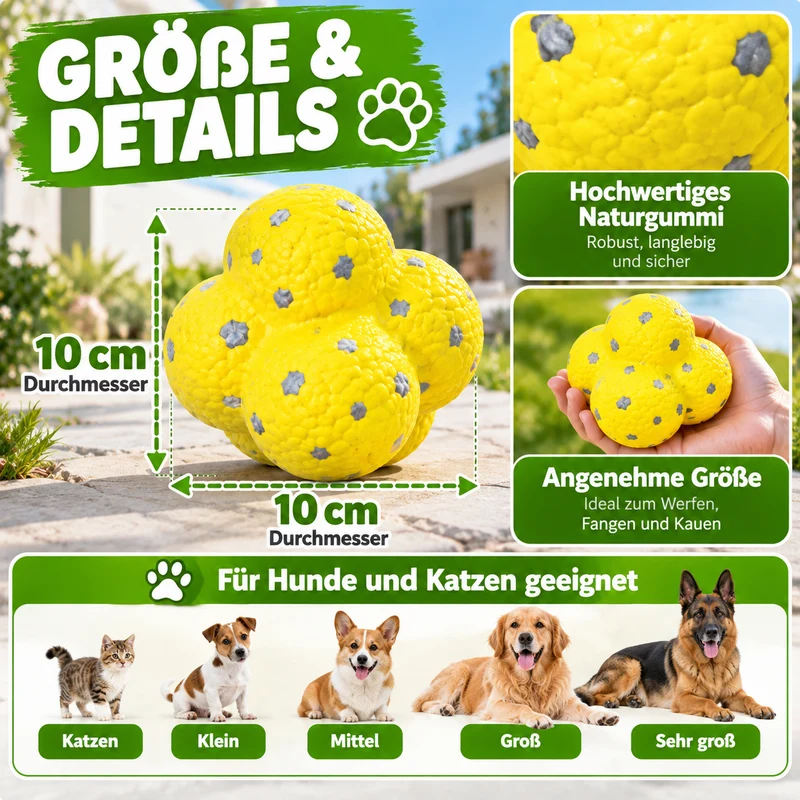 Beißfester Spielball für Hunde und Katzen