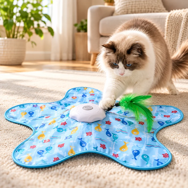 Elektrisches Versteckspiel Katzenspielzeug mit Feder & Sensor
