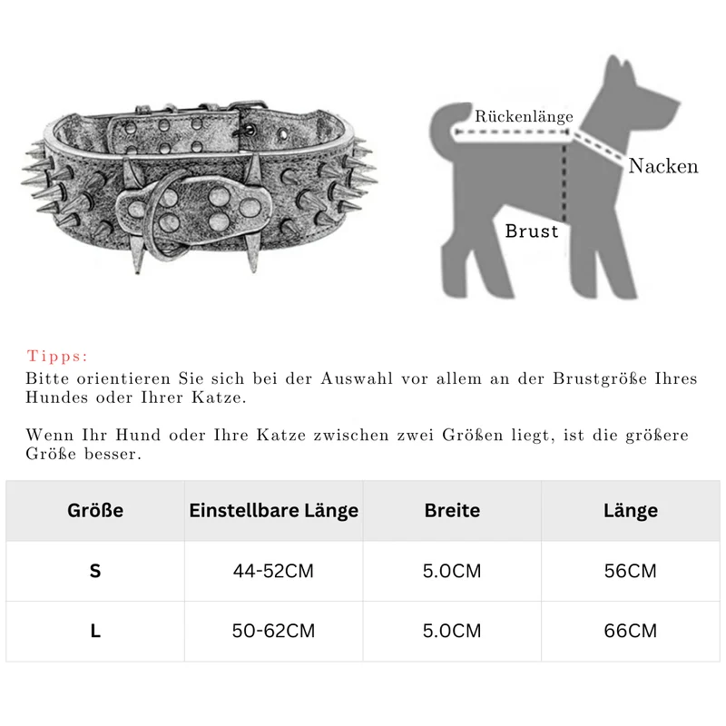 Hundehalsband mit Nieten für große Hunde
