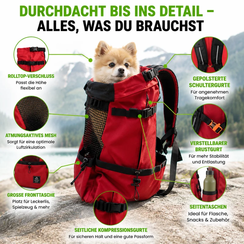 Atmungsaktiver Hunde-Rucksack für kleine & mittelgroße Hunde – sicher & bequem für Reisen, Outdoor & Spaziergänge