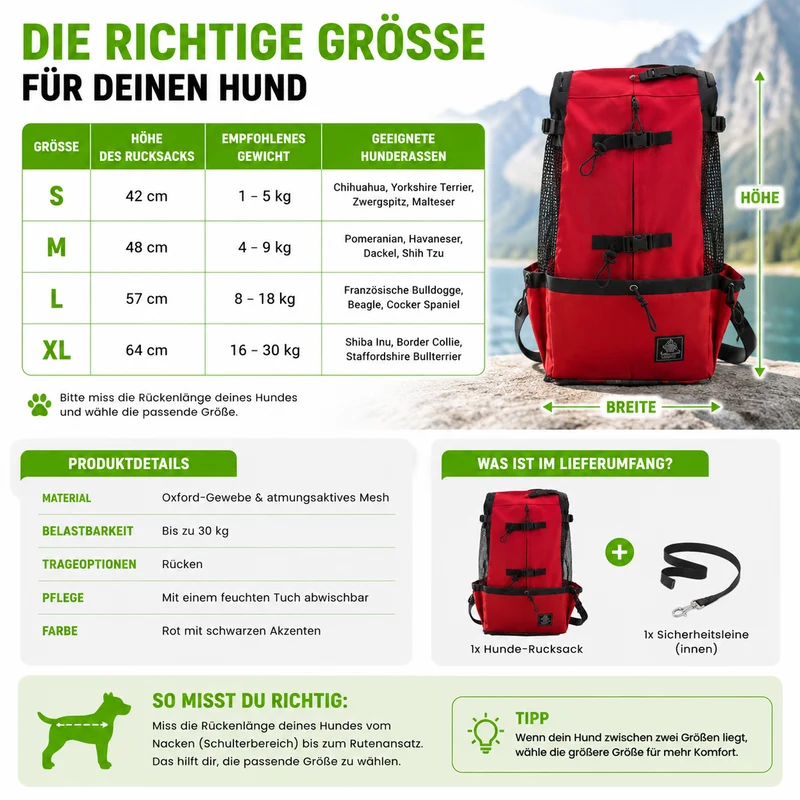 Atmungsaktiver Hunde-Rucksack für kleine & mittelgroße Hunde – sicher & bequem für Reisen, Outdoor & Spaziergänge