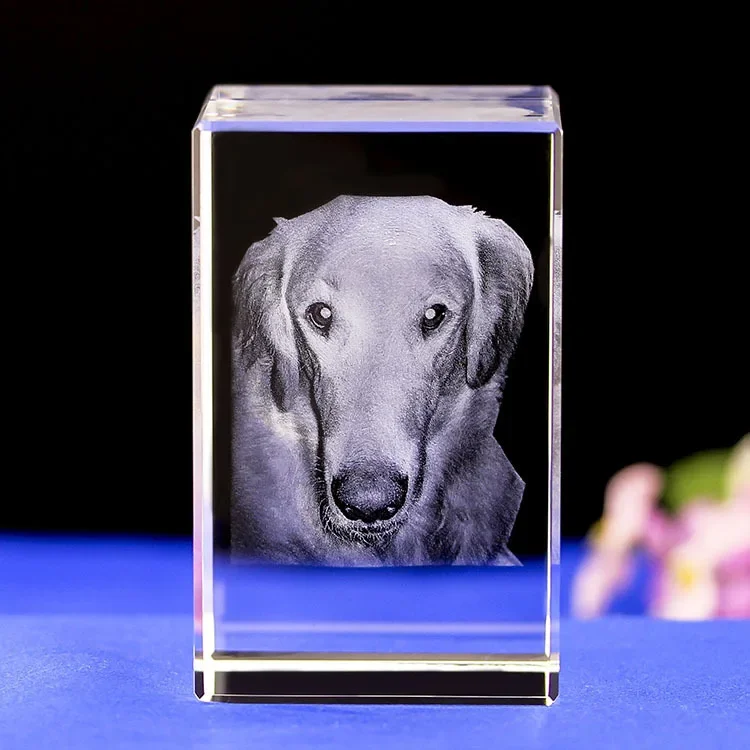 Personalisierter Haustier-Fotokristall mit 2D Gravur