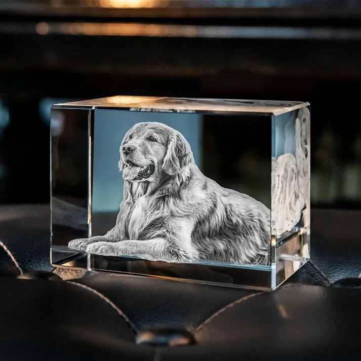 Personalisierter Haustier-Fotokristall mit 2D Gravur