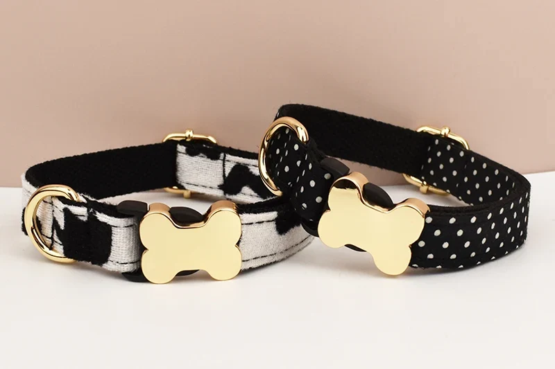 Personalisiertes Samt-Hundehalsband mit Gravur & Stil