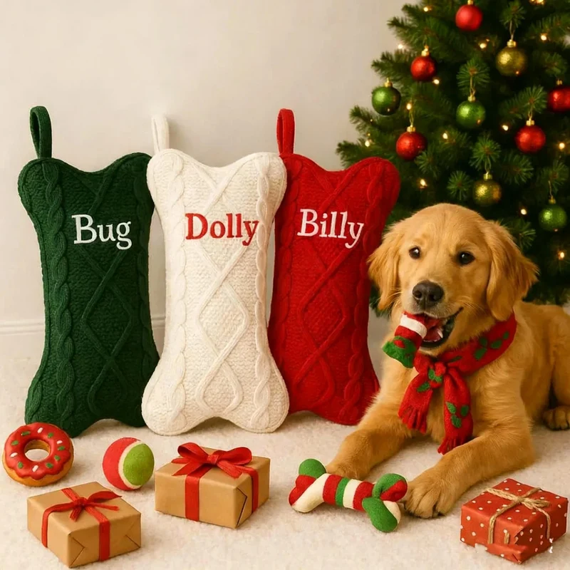 Personalisierter Weihnachtsstrumpf für Hunde mit Namen
