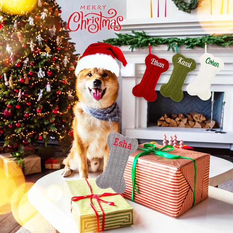Personalisierter Weihnachtsstrumpf für Hunde mit Namen