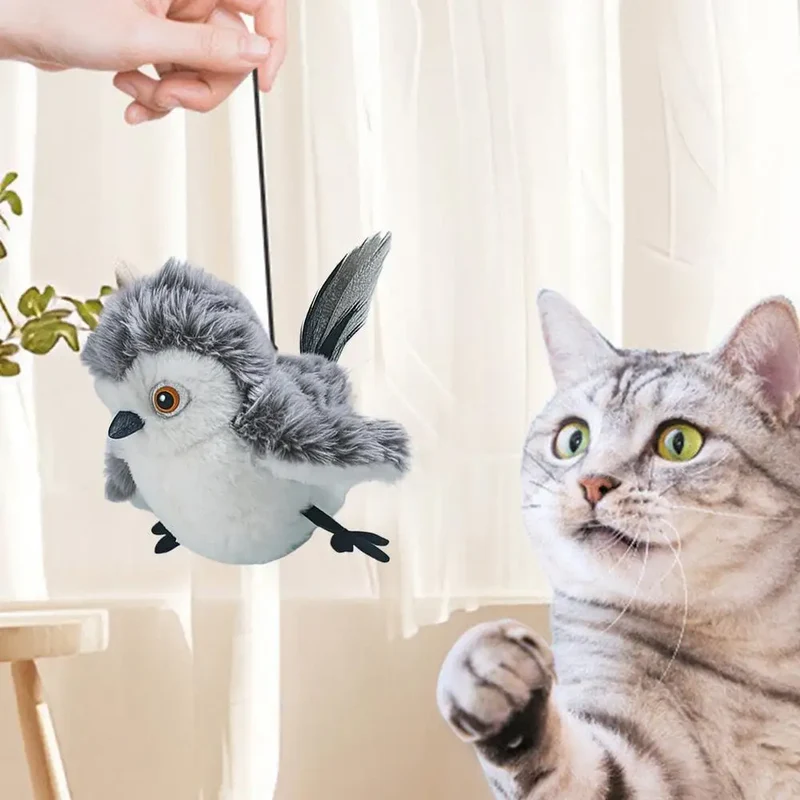 Zwitschernder Sensor Vogel für Katzen mit Flügelschlag
