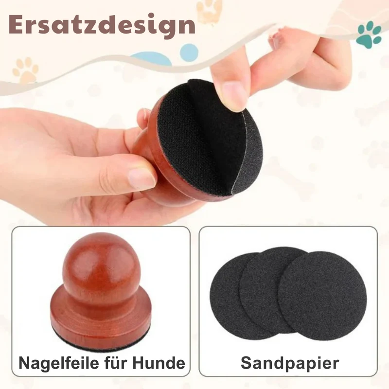 Hunde-Nagelfeile aus Holz mit Wechselpads