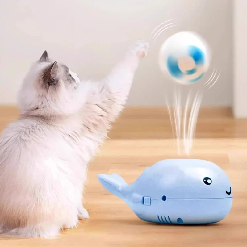 Interaktives Wal-Katzenspielzeug mit schwebendem Ball