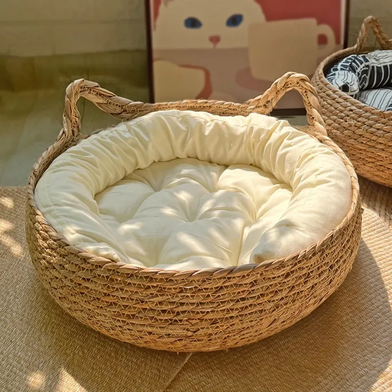 Katzenbett aus Rattan handgewebt & waschbar
