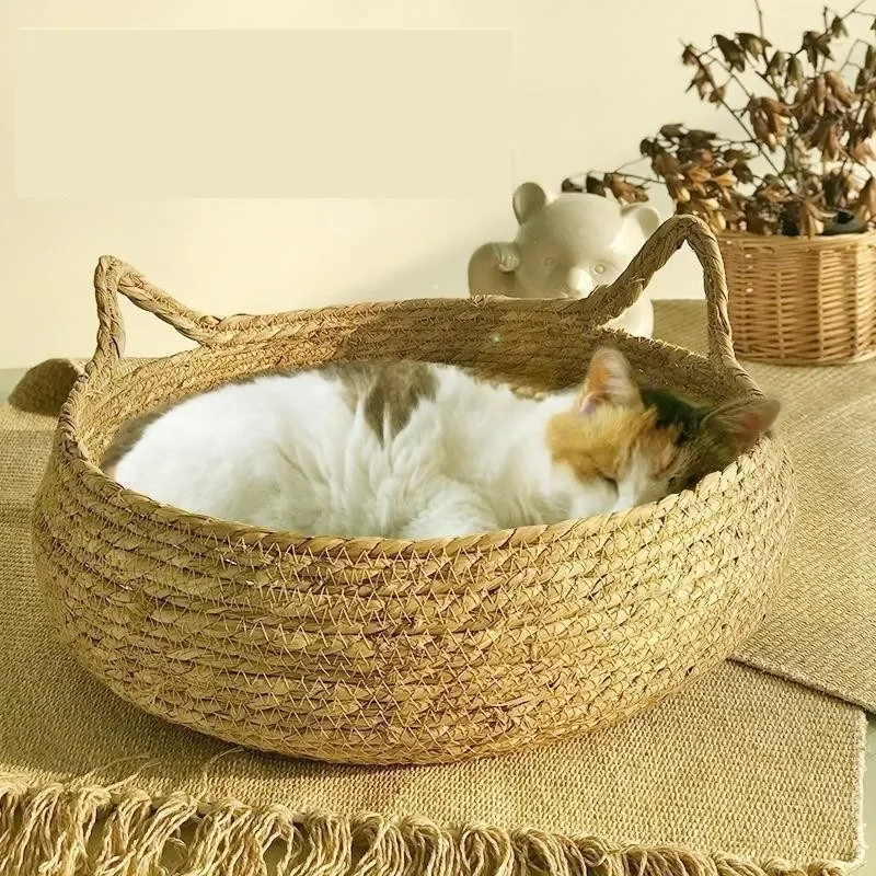 Katzenbett aus Rattan handgewebt & waschbar