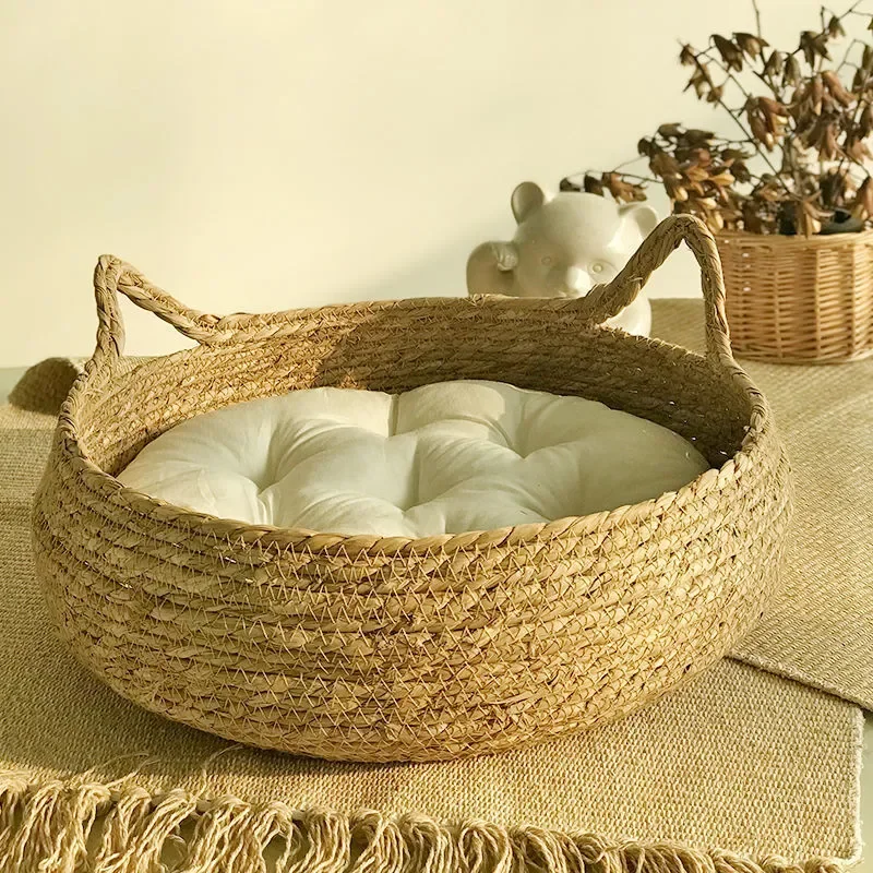 Katzenbett aus Rattan handgewebt & waschbar