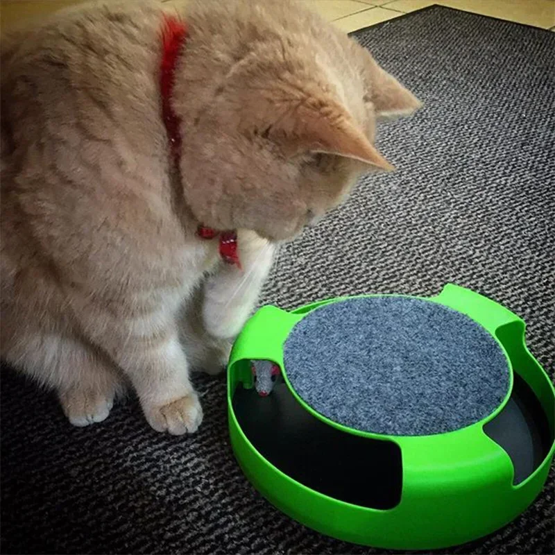 Interaktives Katzenspielzeug mit Drehmaus & Kratzfläche