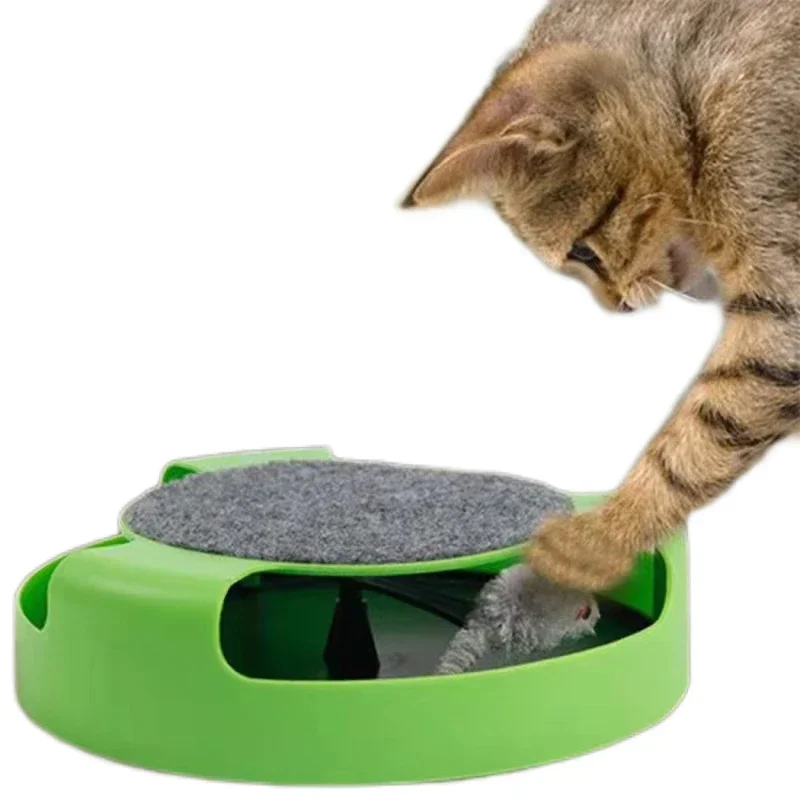 Interaktives Katzenspielzeug mit Drehmaus & Kratzfläche