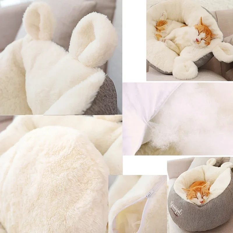 Katzenbett mit Hasenohren Design waschbar und rutschfest