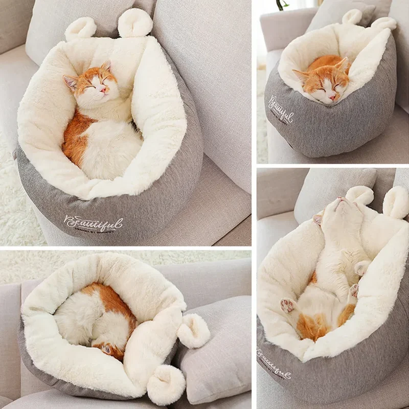 Katzenbett mit Hasenohren Design waschbar und rutschfest