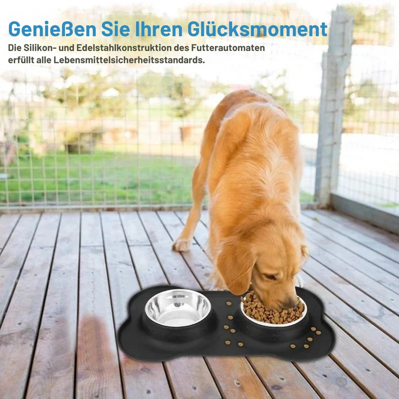 Rutschfester Doppelnapf für Hunde mit Edelstahl