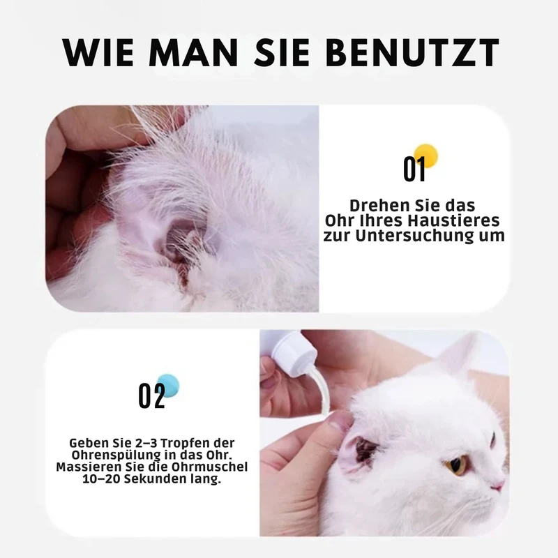 Sanfte Ohrentropfen für Haustiere – Entfernt effektiv Schmutz und Milben