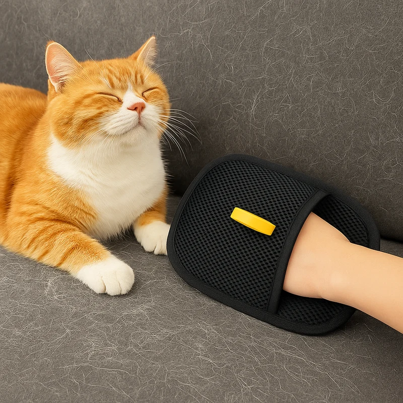 Elektrostatischer Tierhaar-Handschuh mit Zweiwege-Borsten