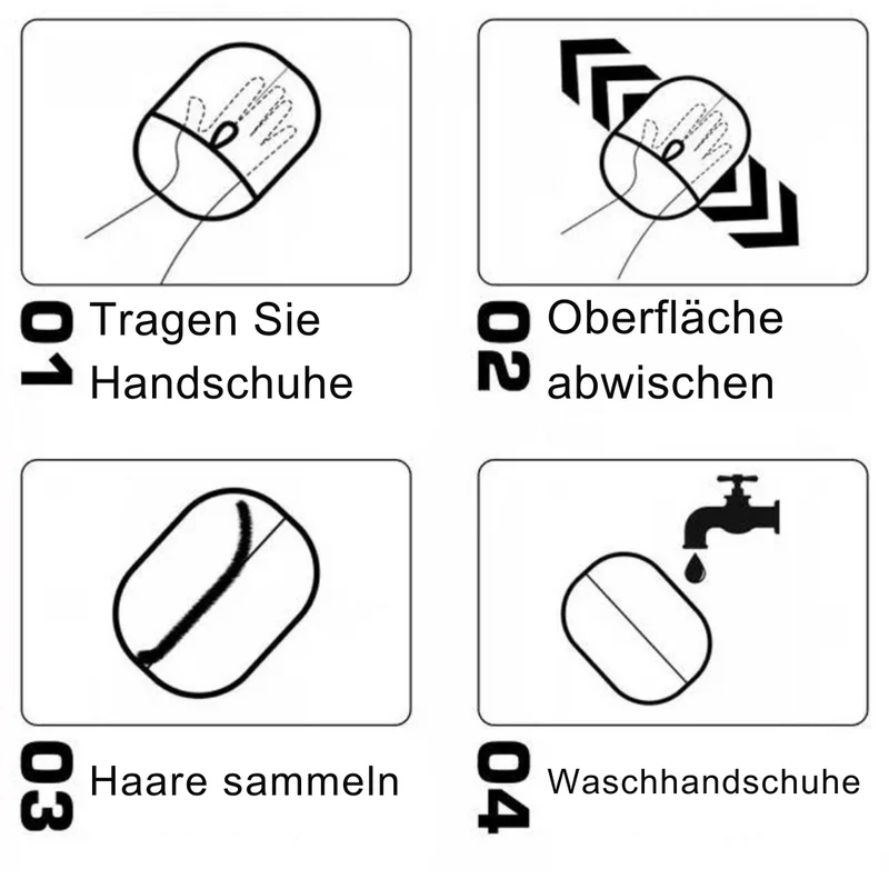 Elektrostatischer Tierhaar-Handschuh mit Zweiwege-Borsten