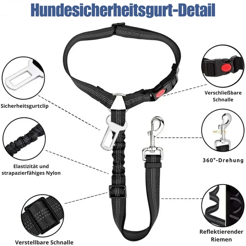 Reflektierendes 2-in-1 Hundegeschirr für Auto & Spaziergang