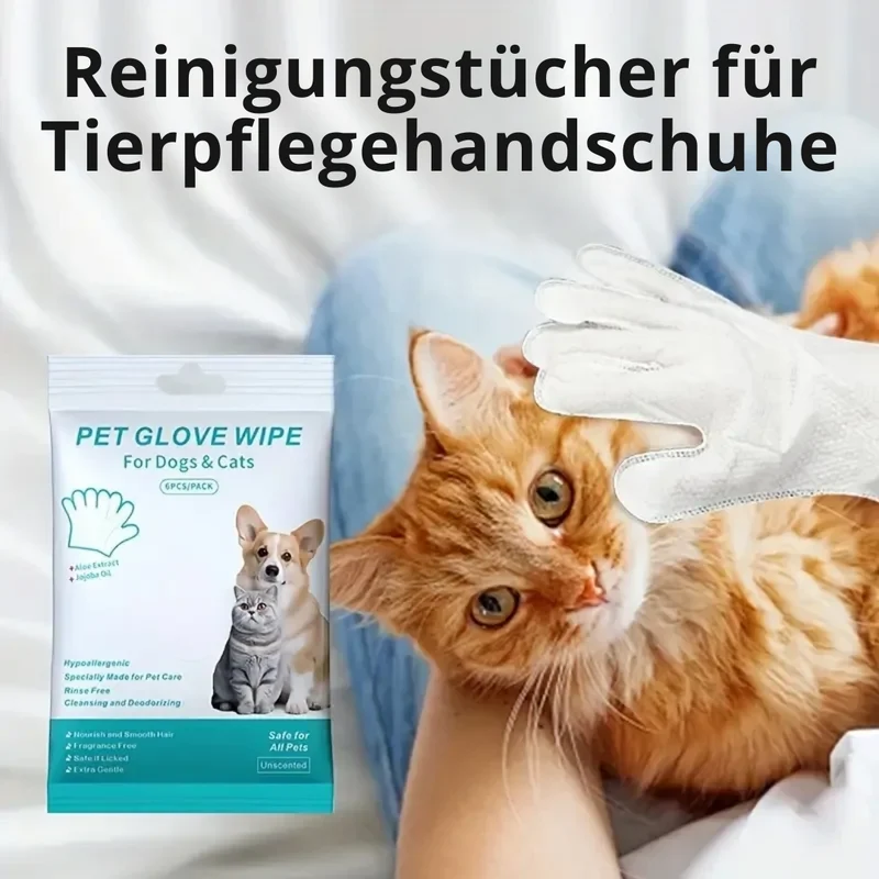 Wasserfreie Reinigungshandschuhe für Haustiere