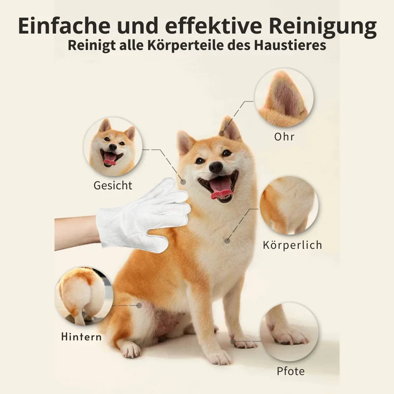 Wasserfreie Reinigungshandschuhe für Haustiere