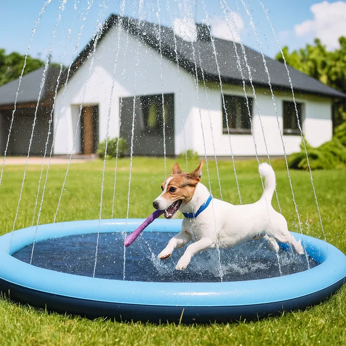 Faltbarer Hundepool mit Wassersprühfunktion