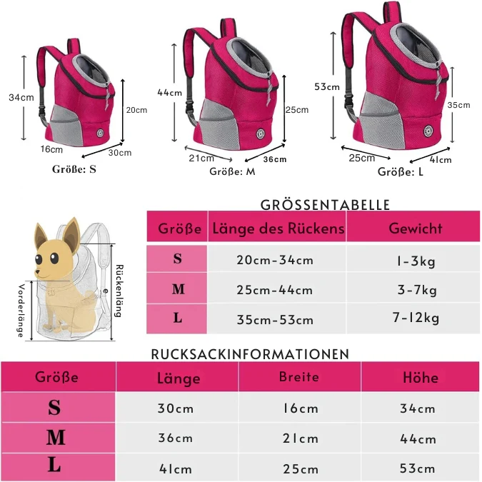 Atmungsaktiver Hunde-Rucksack für Reisen
