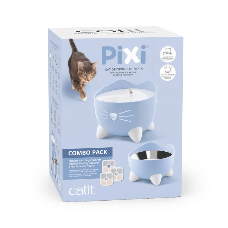 Catit Pixi Combo Kit Trinkbrunnen Futternapf und 3 Ersatzfilter