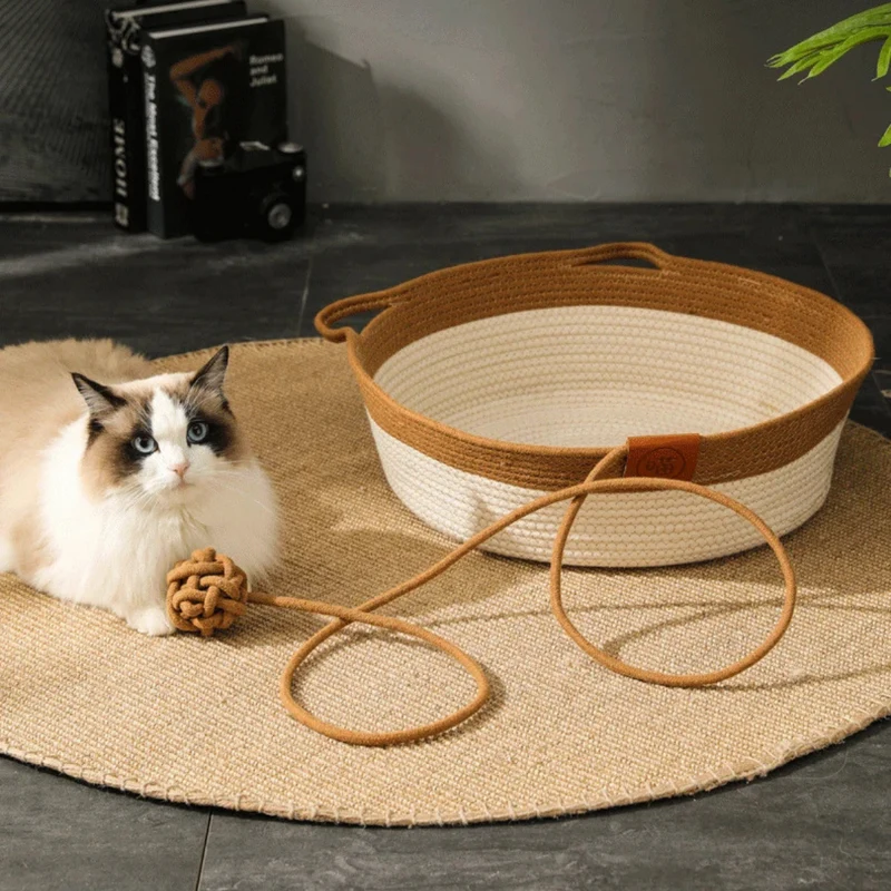 Handgeflochtenes Katzenbett aus Baumwolle