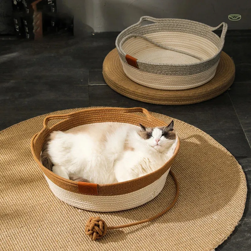 Handgeflochtenes Katzenbett aus Baumwolle