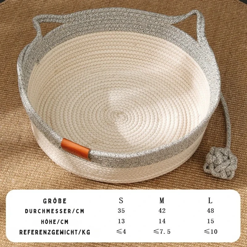Handgeflochtenes Katzenbett aus Baumwolle