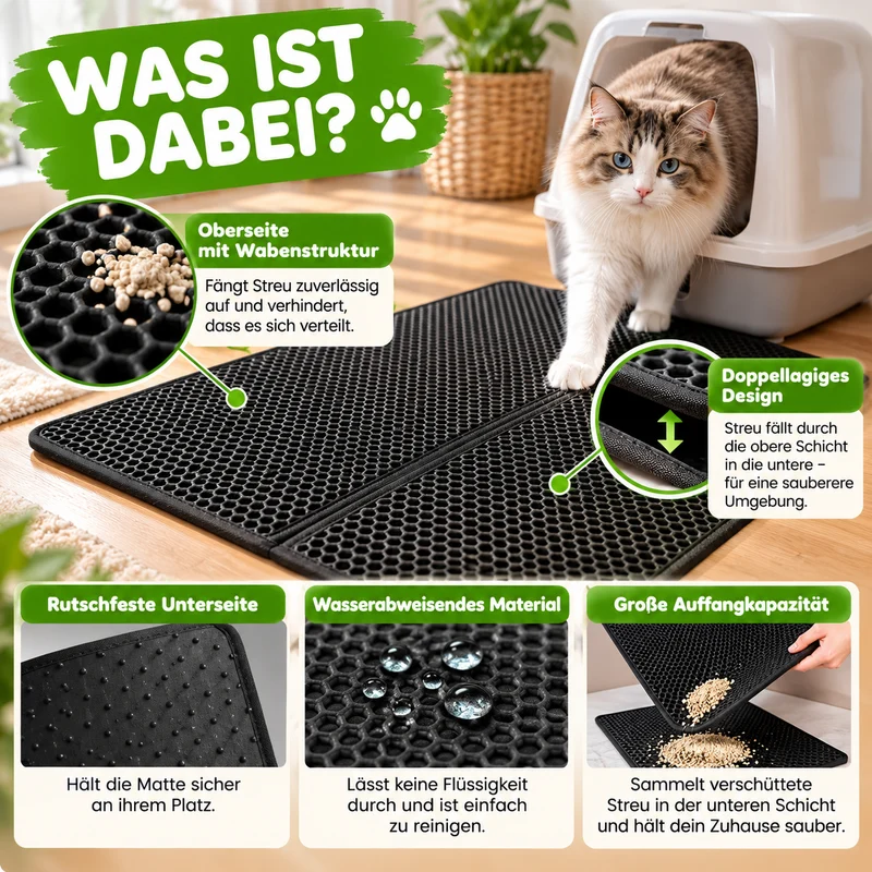 Doppellagige Katzenstreumatte mit Wabenstruktur