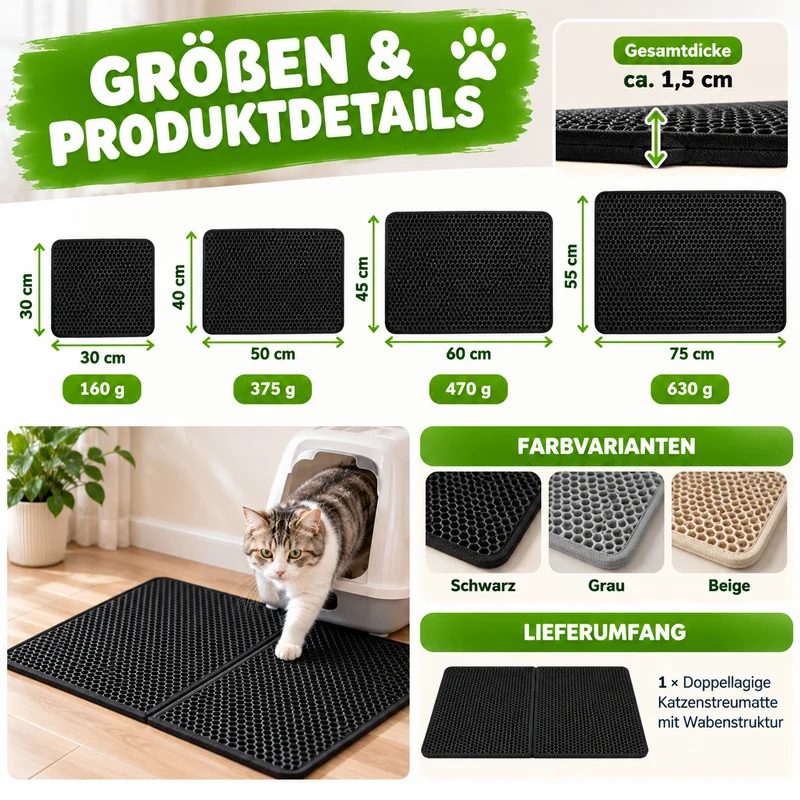 Doppellagige Katzenstreumatte mit Wabenstruktur