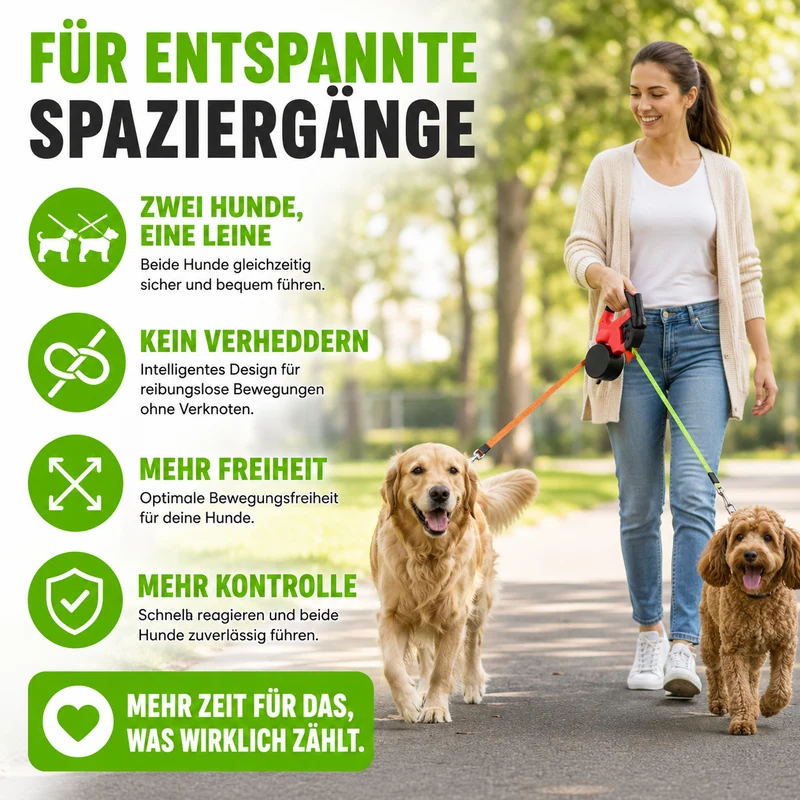 Praktische Anti Wickel Doppel Hundeleine