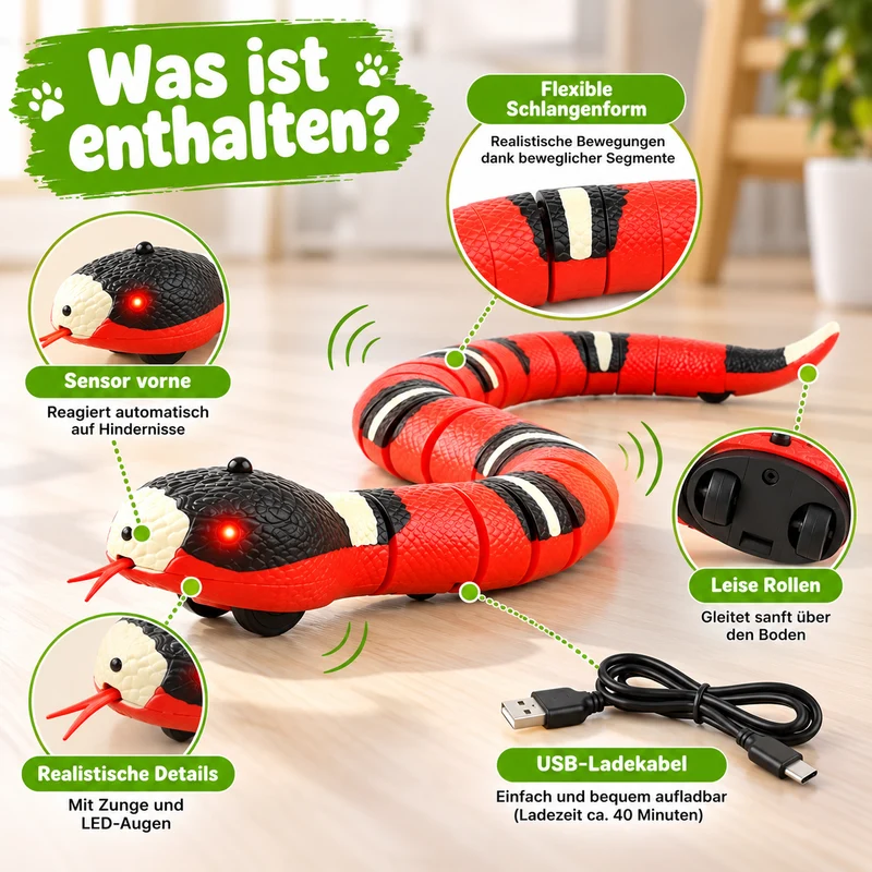 Elektrisches Schlangenspielzeug für Hunde & Katzen