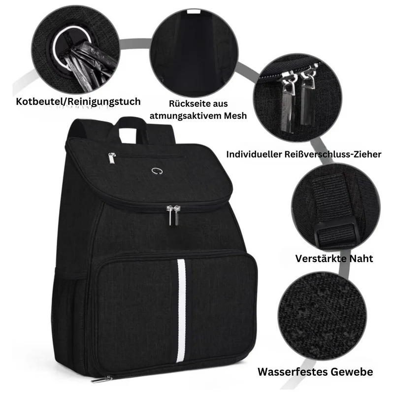 Hunde-Reiserucksack mit Futterbox & Zubehörfach