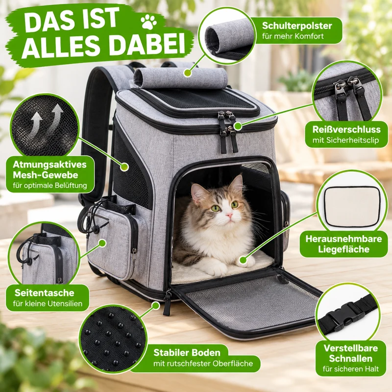 Hochwertige Haustier-Reisetasche mit Sicherheitsclip