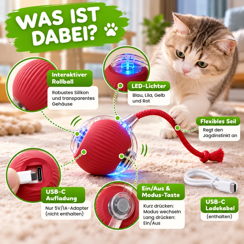 Interaktive, automatisch rollende Katzenmaus