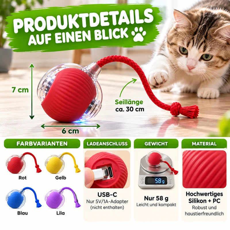 Interaktive, automatisch rollende Katzenmaus
