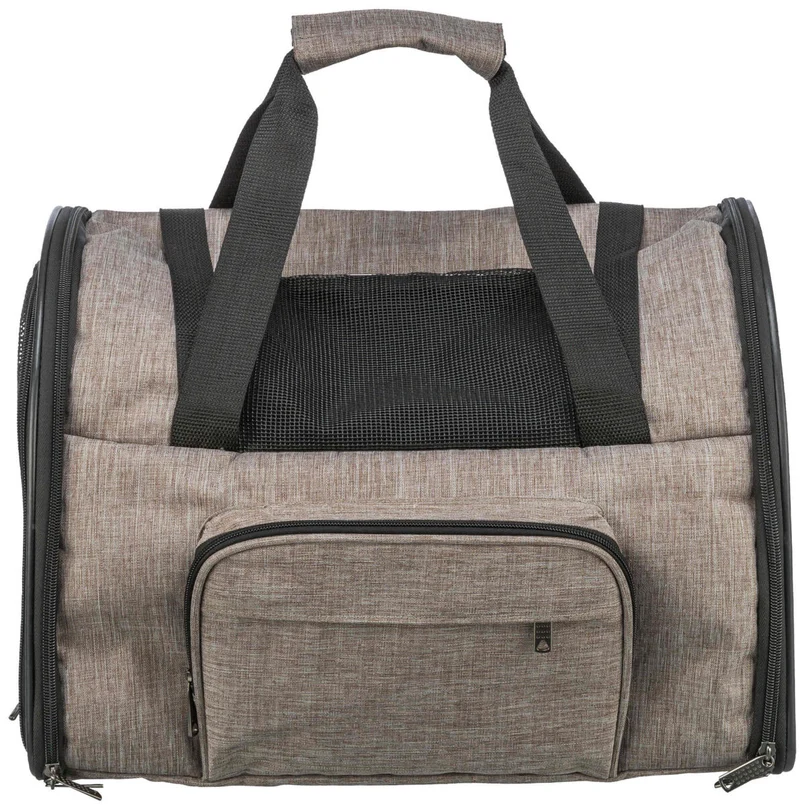 Katzen- und Hunderucksack Shiva mit Trolley-befestigungsgurt und Außentaschen, braun/beige