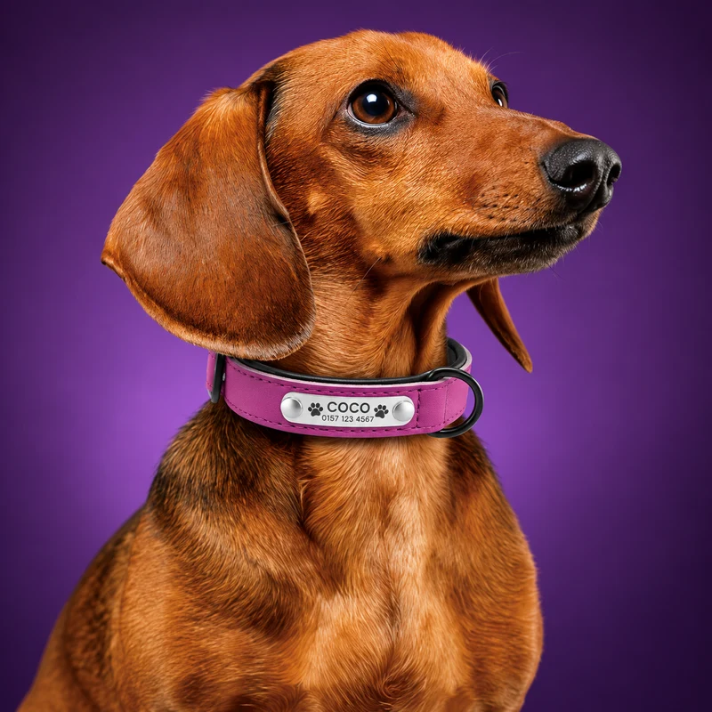 Personalisiertes Hundehalsband aus Leder mit Namensgravur