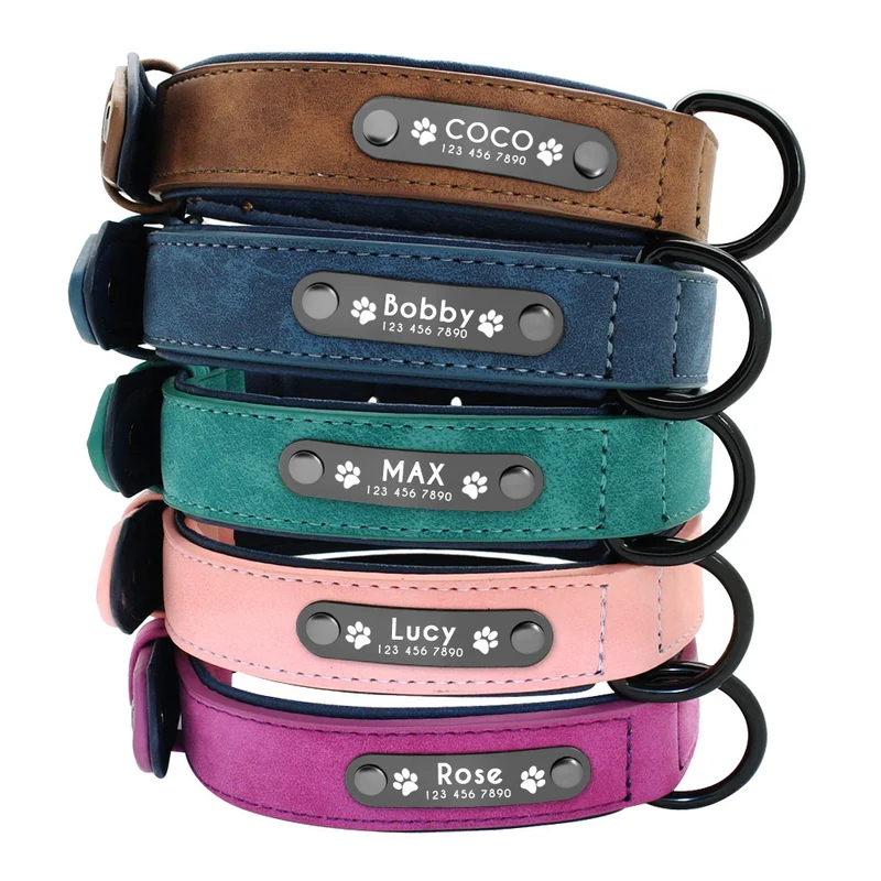 Personalisiertes Hundehalsband aus Leder mit Namensgravur