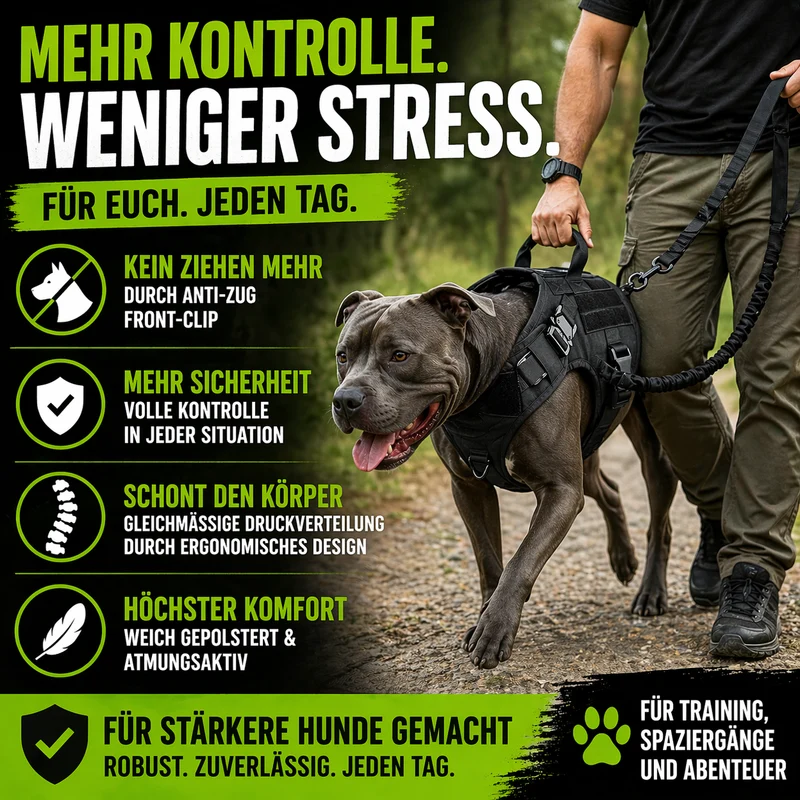 3 in 1 Komplettes Militär Hundegeschirr und Leinen-Set für Training und Spaziergänge