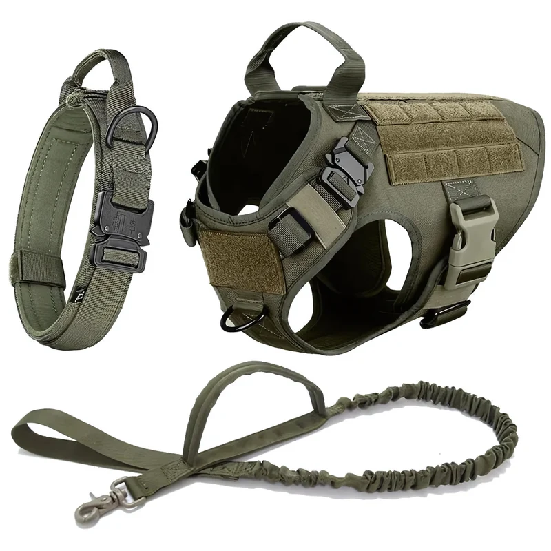 3 in 1 Komplettes Militär Hundegeschirr und Leinen-Set für Training und Spaziergänge