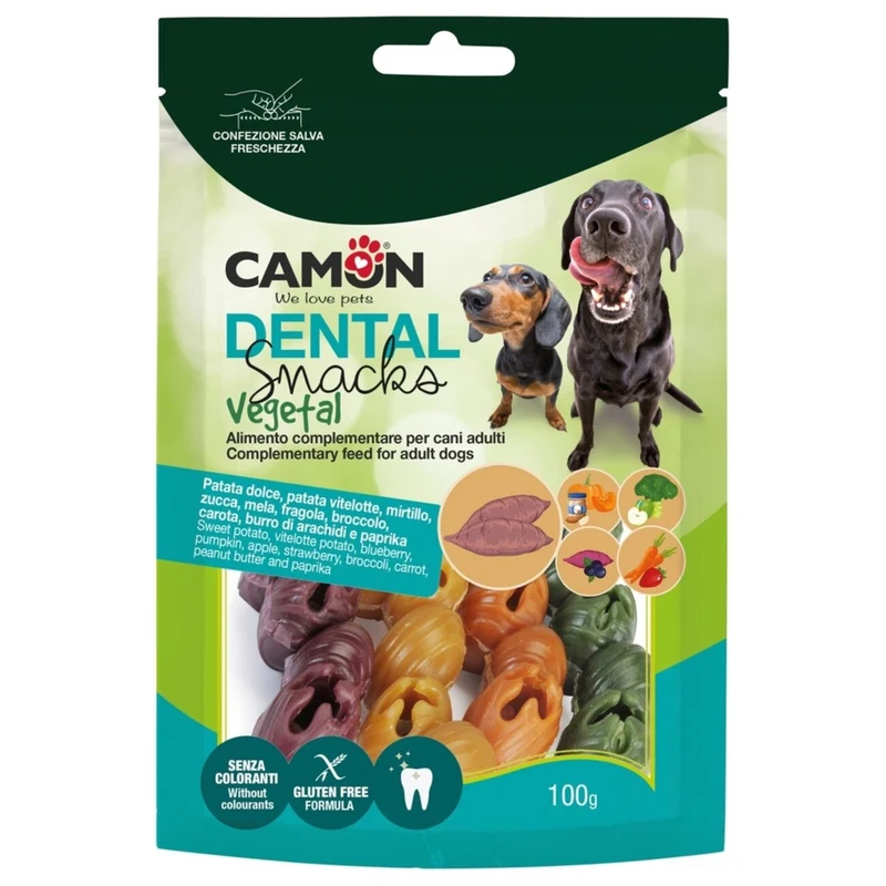 CAMON Veggie Dental Snack Mix Bells – Veganer Hundesnack für gesunde Zähne