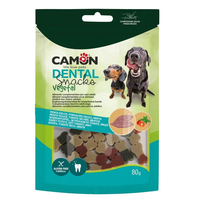 CAMON Veggie Snack Süßkartoffel Knochen – Veganer Hundesnack mit Dental-Effekt